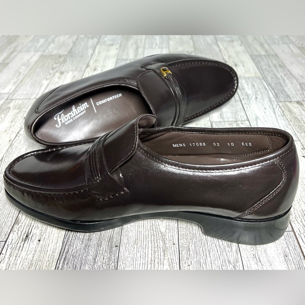 Florsheim Riva Moc Toe Gold Bit Brown Loafer Slip On Dress Shoes 10 3E Wide NWOT - Picture 8 of 8